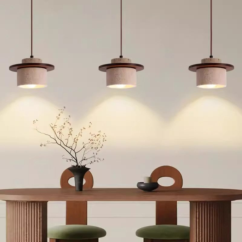 ペンダントライト 北欧 天然石 天然木 筒型 E26 led シンプル 天井照明