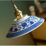 ペンダントライト 北欧 陶器 真鍮 1灯 E26口金 LED レトロ デザイン 天井照明 ダイニング リビング 寝室 キッチン上品 瓷器 釉 花 茶碗型 和風 青花 陶磁