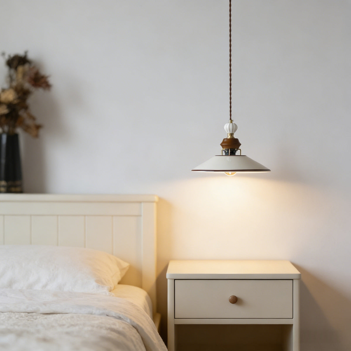 ペンダントライト 和風 北欧 陶器 磁器 木 1灯 E26 LED電球対応 引掛け ダクトレール レトロ デザイン ダイニング リビング 可愛い 花 上品