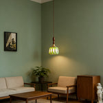 ペンダントライト ガラス 木 1灯 E26 LED電球対応 引掛け ダクトレール レトロ 天井照明 ダイニング リビング 寝室 洗面所 可愛い 階段 緑 森の雰囲気