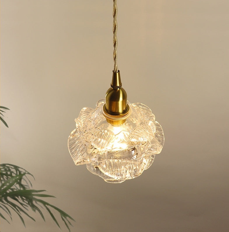 ペンダントライト 北欧 ダイニング フラワー 花びら ガラス E14 おしゃれ LED 照明器具 1灯 小さめ