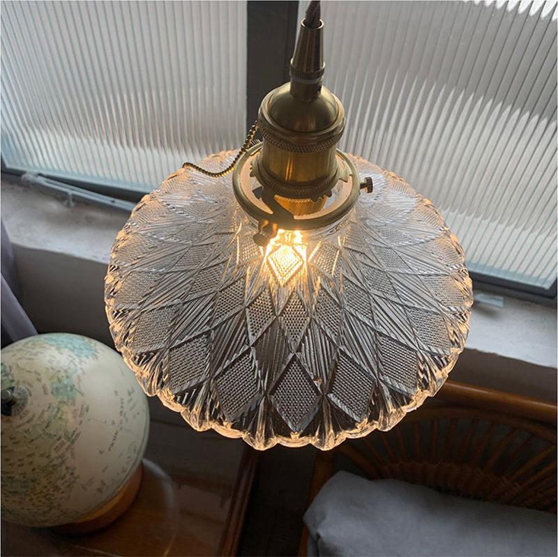 ペンダントライト 吊下げ灯 ダイニング 北欧 ガラス 花びら 1灯 E26 LED電球対応 レトロ リビング トイレ 寝室 洗面所 キッチン 食卓 可愛い 階段 クリア