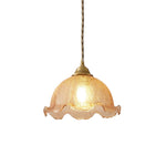 ペンダントライト 北欧 ガラス 木 茶色 花びら フラワー ひび 1灯 E26 led モダン シンプル レトロ デザイン 天井照明 シェードランプ ダイニング 玄関 リビング トイレ 寝室 洗面所 キッチン ダクトレール用 LED対応