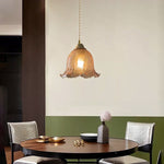 ペンダントライト 北欧 ガラス 木 茶色 花びら フラワー ひび 1灯 E26 led モダン シンプル レトロ デザイン 天井照明 シェードランプ ダイニング 玄関 リビング トイレ 寝室 洗面所 キッチン ダクトレール用 LED対応