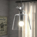 ペンダントライト 吊下げ灯 北欧 ガラス 鳥 アヒル 1灯 E26 LED シンプル デザイン 天井照明 ダイニング 玄関 リビング トイレ 寝室 洗面所 キッチン 食卓 可愛い 階段 ナチュラル 和室 クリア 子供部屋