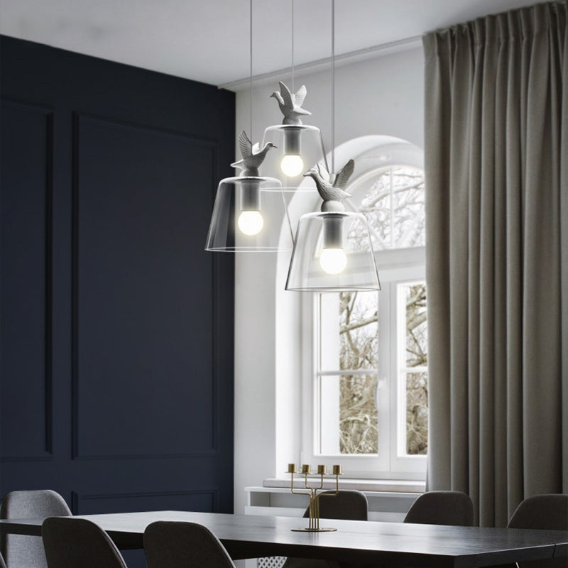 ペンダントライト 吊下げ灯 北欧 ガラス 鳥 アヒル 1灯 E26 LED シンプル デザイン 天井照明 ダイニング 玄関 リビング トイレ 寝室 洗面所 キッチン 食卓 可愛い 階段 ナチュラル 和室 クリア 子供部屋