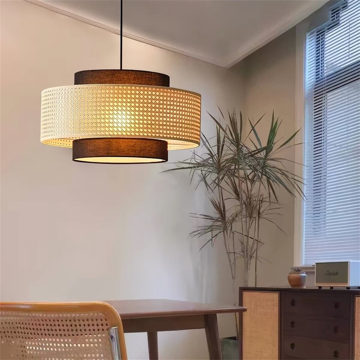 ペンダントライト 1灯 ラタン 籐編み 和モダン LED対応 ダイニング 照明 大きめ ダクトレール 引掛けシーリング ナチュラル 和室 リビング 店舗用 40~60cm